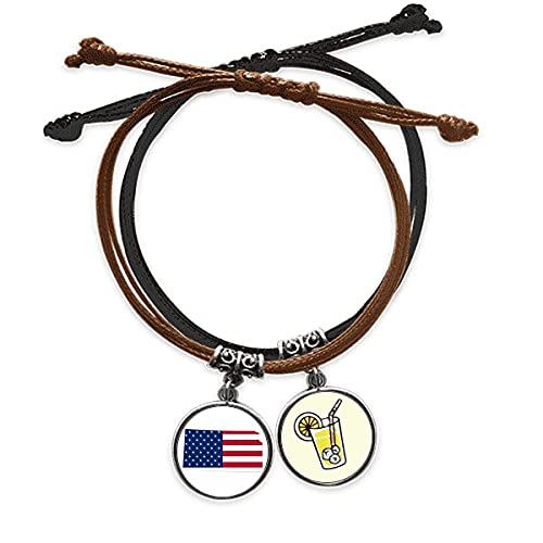 Bracelet Kansas USA en cuir véritable et motif pavillon étoilé fait main avec précision