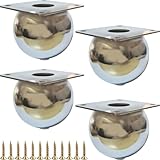 Jaswass Metal Furniture Legs Round Sofa, Cabinet, Bed Heavy-Duty Foot Modern Metal Legs White Furniture Bun Feet Set of 4 with Rubber Base (Chrome Plated)