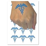 Caduceus Health Medical Symbol Temporary Tattoo Water Resistant Fake Body Art Set Collection - 15 2' Tattoos (1 Sheet)