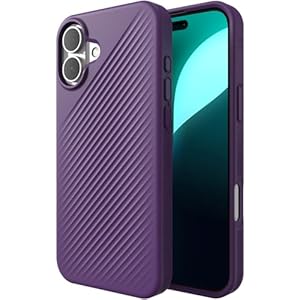 ZAGG Luxe Snap Case for iPhone 16 Plus – MagSafe Wireless Charging, 10ft Drop Protection, Eco-Friendly, Graphene Reinforced, Ripple Design, Grape Purple