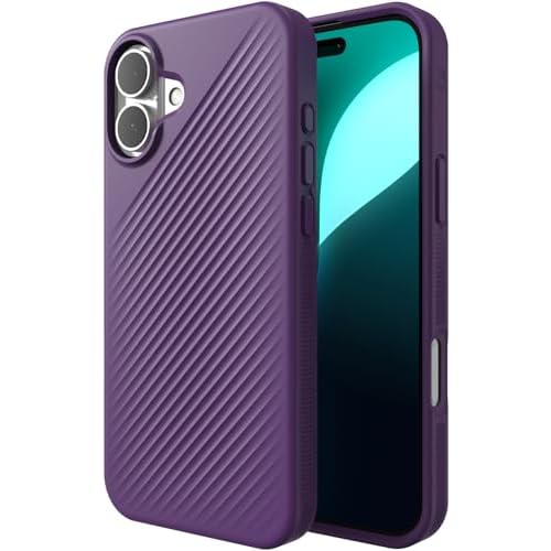 ZAGG Luxe Snap Case for iPhone 16 Plus – MagSafe Wireless Charging, 10ft Drop Protection, Eco-Friendly, Graphene Reinforced, Ripple Design, Grape Purple