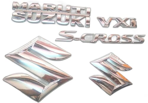 Car Name Emblem Monogram Logo Sign Badge Decals Sticker Chrome Plastic for (S-Cross VXI 5PC)