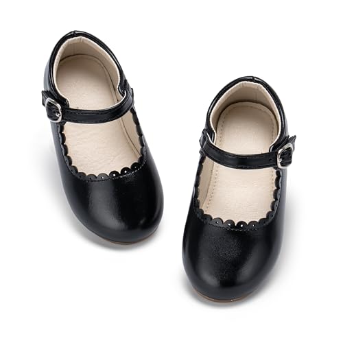 Toddler Girls Vintage Mary Jane Shoes Party Ballet Flats with Shiny Patent Leather