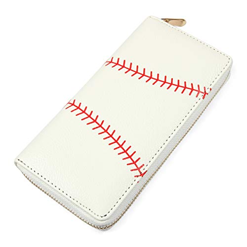 RIAH FASHION Geometric Print Zip Around Wallet - Card Phone Slot Zipper Purse Chevron, Cork, Crochet, Camo, Stripe, American Flag (Sports - BaseballSports) - Main Image