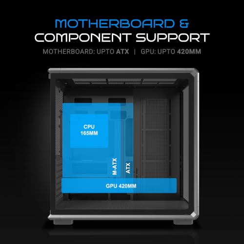 Image of Ant Esports Crystal X8 Arc Mid Tower Gaming Cabinet | Panoramic 270 Tempered Glass, Supports BTF Back-Connect ATX Motherboards, Pre-Installed 8X 120mm ARGB Fans, 360mm AIO Support | Black