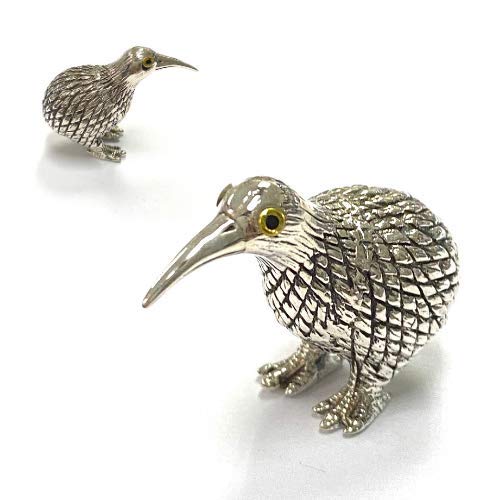 Collectable Victorian Style Kiwi Bird Figurine with Glass Eyes 925 Sterling Silver