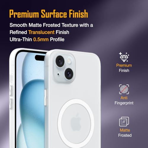 Image of ZAP CASE Paper Thin Case for iPhone 15 Plus | Ultra-Slim 0.5 mm Back Cover | Metal Buttons | Lightweight | Matte Finish | Anti-Fingerprint | Scratch Resistant | Camera Protection | Magsafe | White