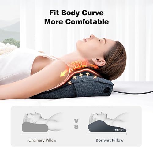 Image of Boriwat Neck and Back Massager with Heat, 3D Kneading Shiatsu Massage Pillow for Neck, Back, Shoulders, Legs, Deep Tissue Relief for Sore Muscles, Home & Car, Great Gift for Women, Men, Mom, Dad