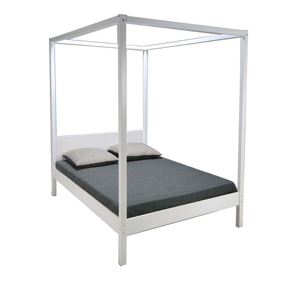 WEBER INDUSTRIES Lit Double à baldaquin Romance 140x190 / Blanc