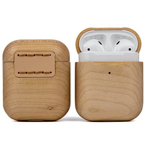 Coque de Protection AirPods en Bois, matériau Naturel, léger et Antichoc, avec LED Visible (AirPods 1 / AirPods 2) Cover