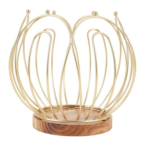 FILFEEL Gold Wire Coffee Pod Basket with Wood Base