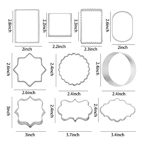 10 Pcs Plaque Frame Cookie Cutters Set Fondant Tiles Biscuit Cutter Molds For Cookie Fruit Shapes #TOP1