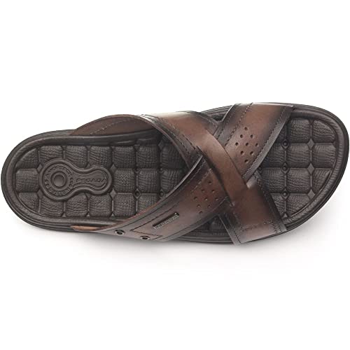 Chinelo Masc Pegada Couro Anilina Pinhão 131222-01 Tamanho:40;Cor:Marrom