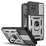 CCSmall Sturdy Case for Nokia G10/G20 with Slide Camera Window, Heavy Duty Military Grade Protection Phone Cover Built-in 360 Rotate Ring Stand for Nokia G20/G10 SJ Silver