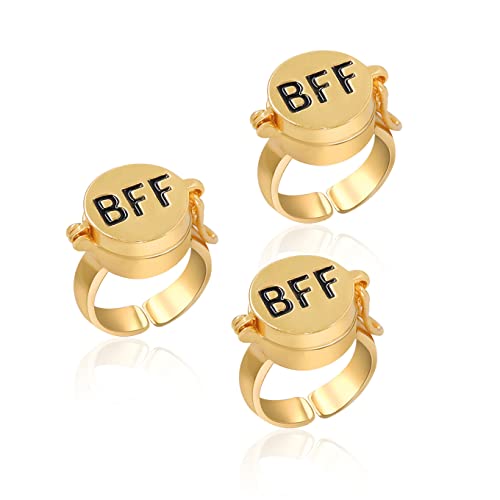 COLORFUL BLING Adjustable Couple Opening BFF Ring for 2/3 Best Friends Forever Gold Anime Matching...