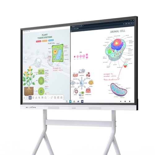 Image of 55 Inch Interactive Whiteboard with Mobile Cart, Smart Board for Classroom, Digital Whiteboard with Google EDLA-Certified(Wall Mount Included)