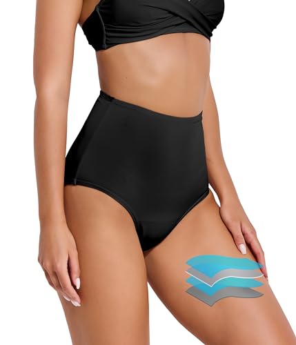 Beautikini Period Swimwear High Waisted Swim Bottoms Menstrual Leakproof Bikini Short for Teens, Girls, Women