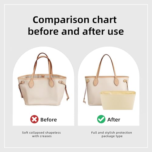 Image of DGAZ Purse Organizer Insert Fits Neverfullbag Mini /PM /MM /GM,Silk Bag Organizer,Luxury Handbag & Tote Shaper(Jaune poussin,GM)