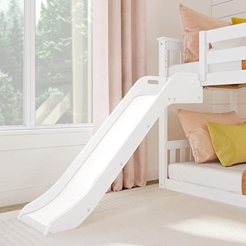 Image of Max & Lily Solid Wood Twin Over Twin Size Low Bunk Beds for Kids with Slide and Ladder, 400 lbs Weight Capacity, 14 inch Safety Guardrail, Anti-Slip Steps, White
