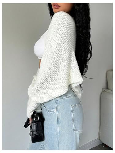 Milumia Women's Crochet Bolero Shrug Top Y2k Long Sleeve Drop Shoulder Crop Cardigan3