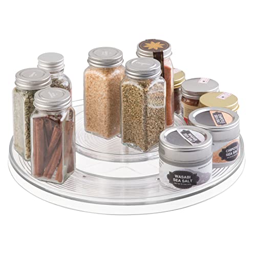MDesign Plato Giratorio – Práctico Organizador De Cocina Para Frigorífico O Armario – También Apto Como Especiero Con 2 Niveles – Transparente