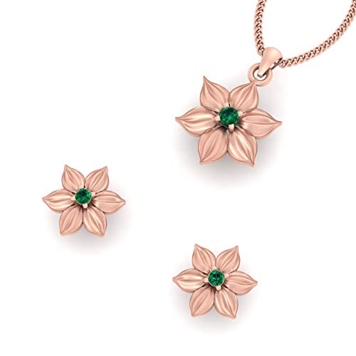 Boucles d'oreilles pendantes fleur en argent 925 finitions or rose - 2