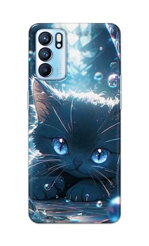 Image of Printed Hard Back Cover Case for Oppo Reno6 5G | Oppo Reno 6 5G Back Cover (Cute Cat) -1111