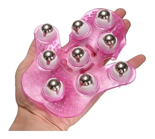 Luva Massageadora Com 9 Esferas Giratorias Bem Estar (Rosa)