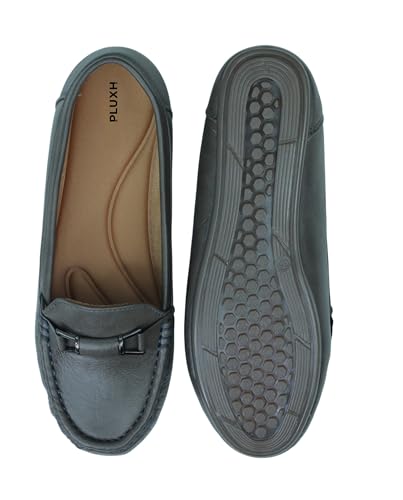 Image of Pluxh Women's Elegant Ballet Flats with Metal Accent | Soft Comfort Slip-On Shoes | Lightweight Everyday Footwear | Flexible Grip Sole | Office, Casual & Work Wear