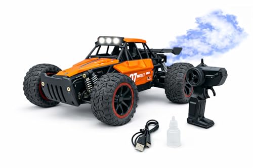 Image of TEC TAVAKKAL Premium RC Metal Off-Road Car with Mist Spray | Rechargeable 2WD | 20 km /h Speed | Type-C Charging | Gun Remote | 150+ Feet Range (Orange)