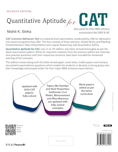 Image of Pearson Quantitative Aptitude for CAT 2025| Solved 2024 paper | Includes Mock tests | for SNAP & XAT