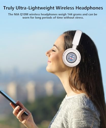 XuanGui Wireless On-Ear Headphones Bluetooth with Microphone, Lightweight Foldable Wireless Headphones Built-in LED Lights, FM Radio, Micro SD/TF Slot for Travel Home, Blue Q9M - image 4