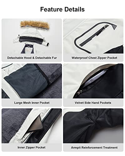 Pursky Mens Ski Jacket Rain Coat Winter Snow Fleece Softshell Black White Xl #TOP5