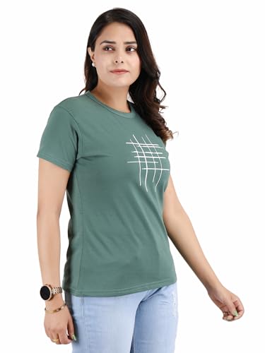 Image of Women's Slim Fit Graphic Printed T-Shirt | Soft 100% Cotton Fabric | Round Neck Half Sleeve Casual Top, Travel & College Pack of 2 Set