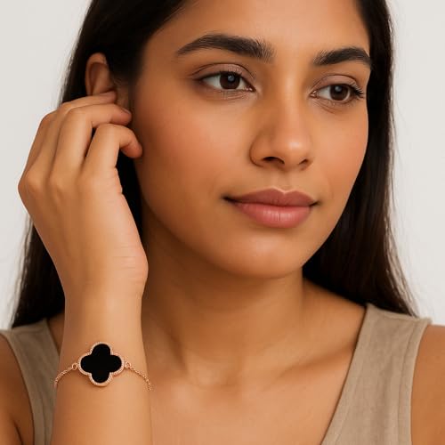 Image of Lucky Charm Clover Bracelet for Women | 925 Sterling Silver with 18K Gold Plating | Adjustable & Anti-Tarnish | Stylish Designer-Inspired Jewelry