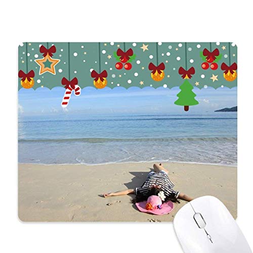 Tapis de souris Ellie Yao grand format pour bureau avec plage et soleil