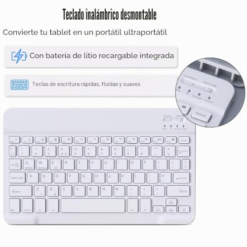 Teclado para tablet Samsung A11 Plus y funda delgada de PU inalámbrica de 11 pulgadas 6