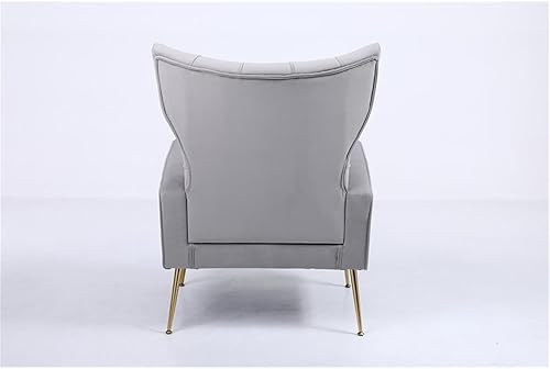 Miniatura 9 de Devion Furniture Silla decorativa tapizada de terciopelo de 29 pulgadas de ancho con cojín cuadrado y otomana en acabado gris y dorado