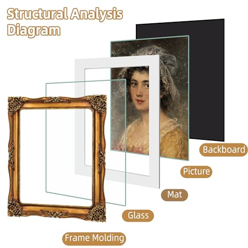 Image of Vintage 8x10 Picture Frame Gold Antique Picture Frames for Wall Hanging & Tabletop, Ornate Baroque Frames 8x10 or Matted to 5x7 Photo (8x10 inch, Bronze) | Real Glass, Wall or Tabletop Display, Fits 8x10 or 5x7 Photo with Mat