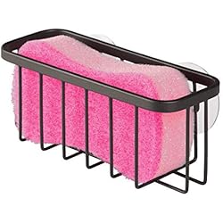 Cesta Escurridor Para Fregadero Redondo iDesign Gia Estropajero, repisa de cocina de metal con recubrimiento inoxidable para esponjas y estropajos, negro mate