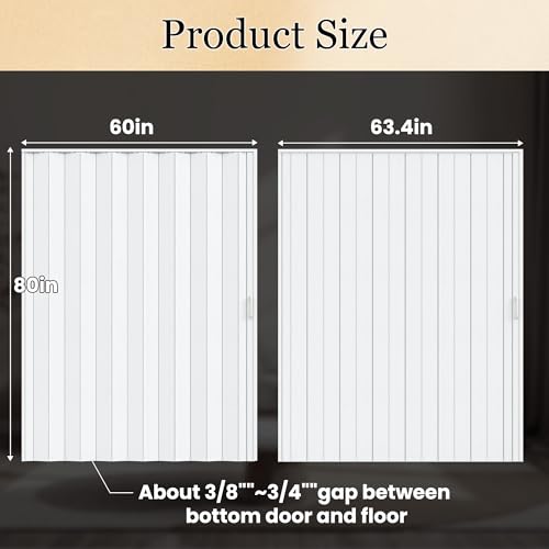 Image of SmartStandard 60 inch x 80 inch Accordion Doors Interior, Double Walled, White