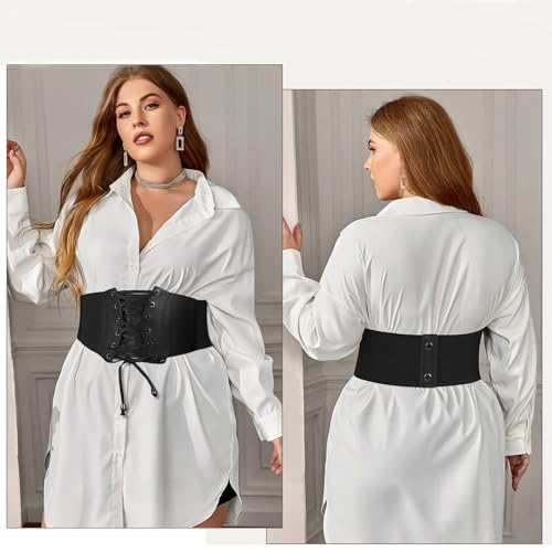Wide Elastic Corset Belt for Women Vintage Lace-up Tied Waspie Waist Belt for Dress4
