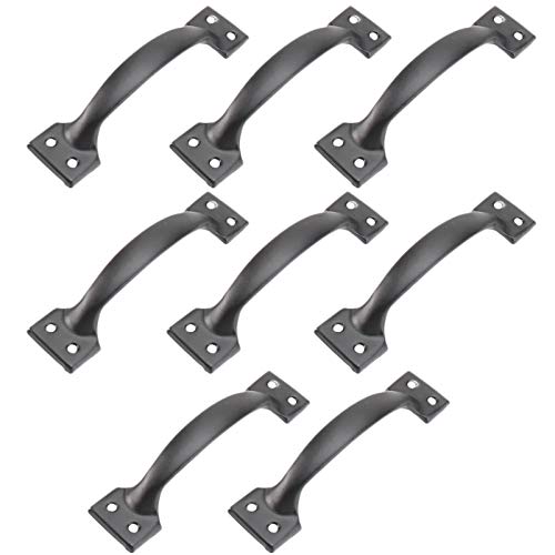 DOITOOL 6 Inch Black Metal Door Handle Pack of 8 Vintage Style Bow Cabinet Pulls for Kitchen Cupboard Drawer Hardware Rustic External D Handles for Home Improvement