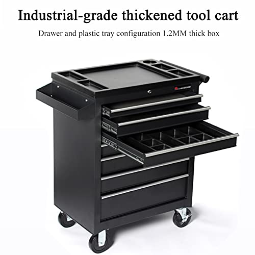 Hochleistungsstahl Abschließbares Schiebewerkzeug 7-Schubladen-Truhe Rollender Werkzeugwagenschrank mit Rädern und Schließsystem für Garagenlagerung Belastbar 330 Pfund (Rot) (Color : Black) – Bild 6