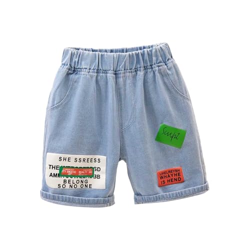 Pantalones cortos para niños Pantalones cortos de mezclilla de verano 2026 para niñas con estampado de letras | Pantalones casuales y cómodos de 5 puntos Pantalones de algodón Pantalones cortos