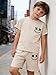 Vitalique Size 11 12 Years Boys Clothes Youth Fashion Set 2-Piece Short Sleeve T-Shirt Shorts Summer Fall Clothing Set Khaki(11-12Y)
