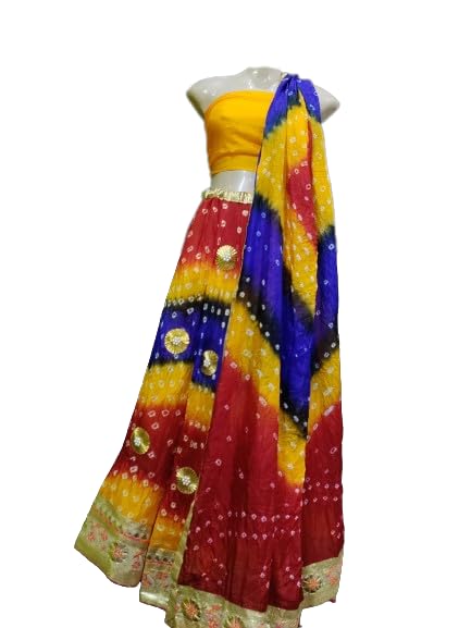 Womens Faux Silk Lehenga Choli Semi-Stitched Multicolour Free Size-image-31