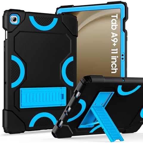 MARIWIVI Case for Samsung Galaxy Tab A9+ 11 Inch 2023 Model (X210/X216/X218), Heavy Duty Shockproof Rugged Protective Case for Galaxy Tab A9 Plus Tablet (Black+Blue) Cover