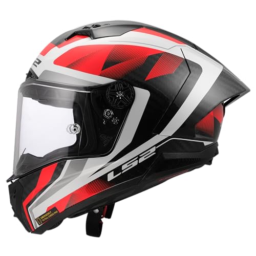 Omologato norma ECE 22.06 LS2, Casco Moto Integrale THUNDER GP AERO RAUTE Gloss White Red, M