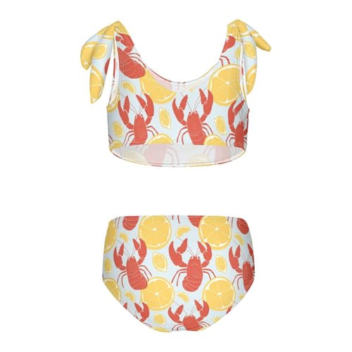 Wusikd Red Lobster Girls Swimsuits Two Piece Lemon Slices Swimwear Bikini Set for for Girls Size 3T2